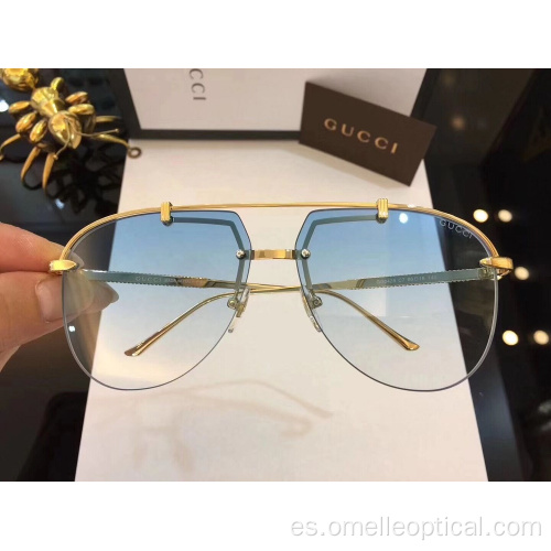 Diseño de moda Oval Semi-sin montura gafas de sol para mujeres